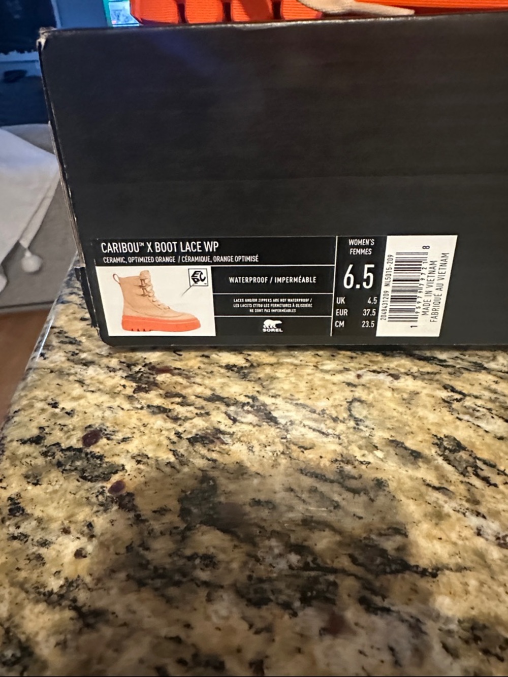 Sorel Women’s Beige Boot with Bright Orange Platform Sole - Picture 4 of 5